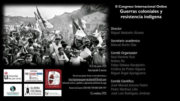 II Congreso Internacional Online Guerras coloniales y resistencia indígena. Junio 2021.